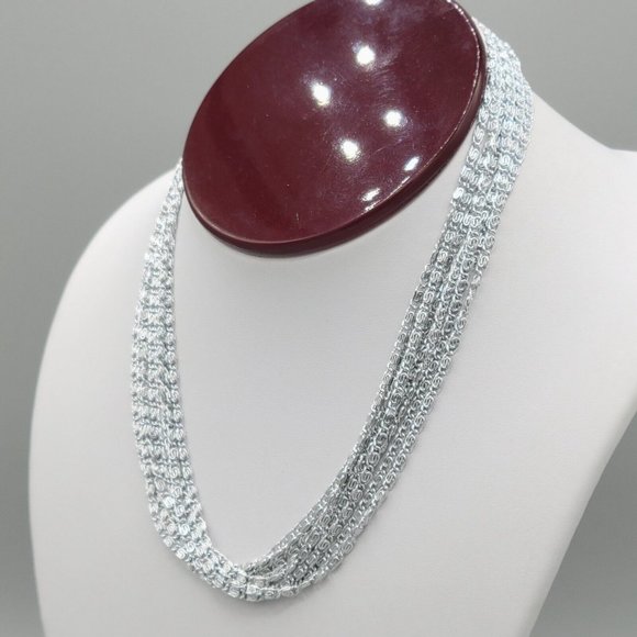 Sarah Coventry Womens Multi Strand Silver Tone Metal Scroll Chain Necklace 15 in - Picture 3 of 6